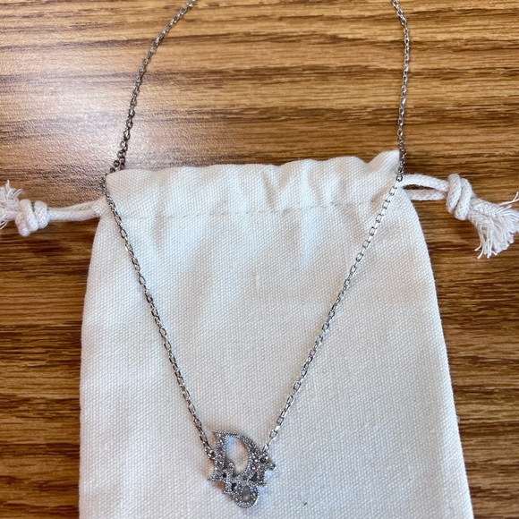 Dior Vintage Oblique Crystal Silver Tone Necklace - Picture 1 of 5